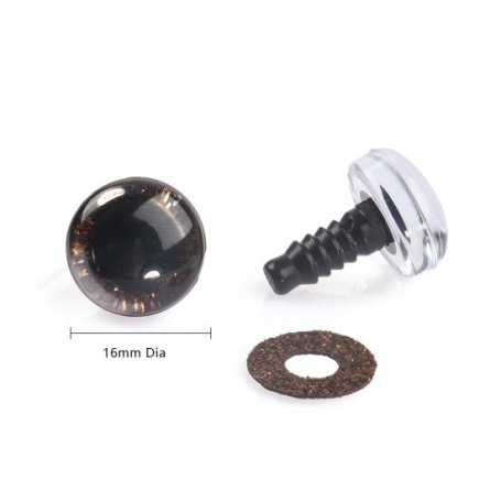 4 Yeux de sécurité 16 mm à paillettes marron pour amigurumi (2 paires)