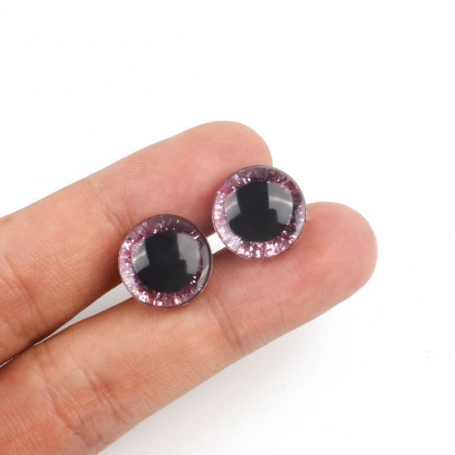 4 Yeux de sécurité 16 mm à paillettes roses pour amigurumi (2 paires)