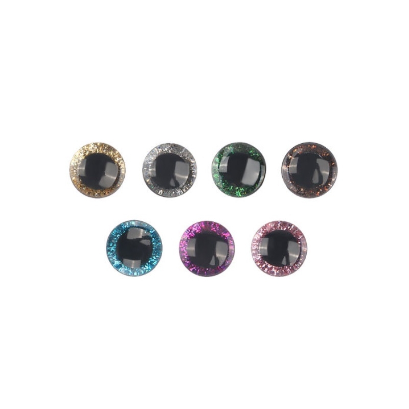 4 Yeux de sécurité 14 mm à paillettes marrons...