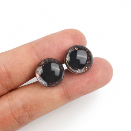 4 Yeux de sécurité 14 mm à paillettes marrons pour amigurumi (2 paires)