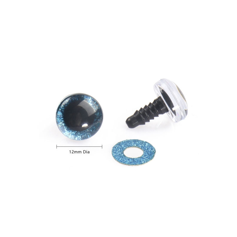 4 Yeux de sécurité 12 mm à paillettes bleus...