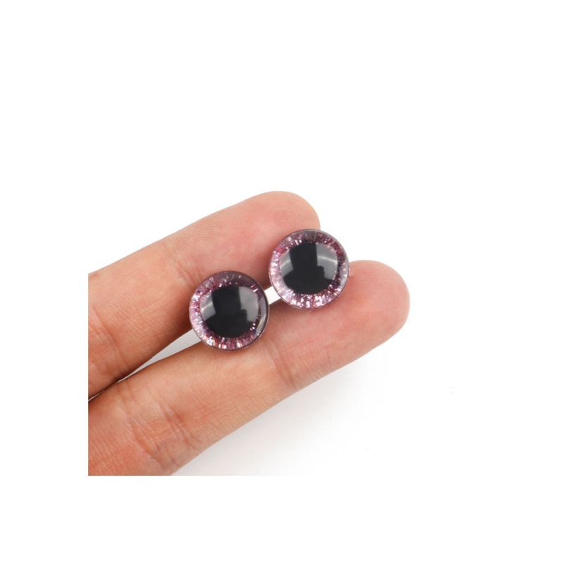 4 Yeux de sécurité 12 mm à paillettes roses...