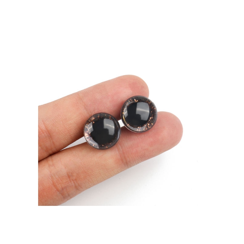 4 Yeux de sécurité 12 mm à paillettes marrons...