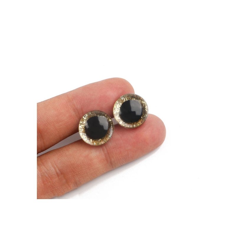 4 Yeux de sécurité 9 mm à paillettes dorés pour...