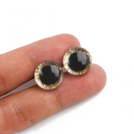 4 Yeux de sécurité 9 mm à paillettes dorés pour amigurumi (2 paires)
