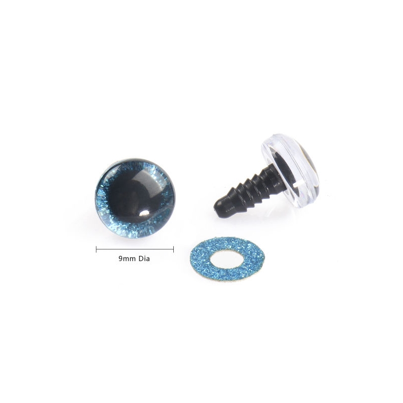 Lot De 16 Yeux De Sécurité 12 Mm Pour Peluches Amigurumi - Bleu Foncé, Avec Rondelles De Fixation
