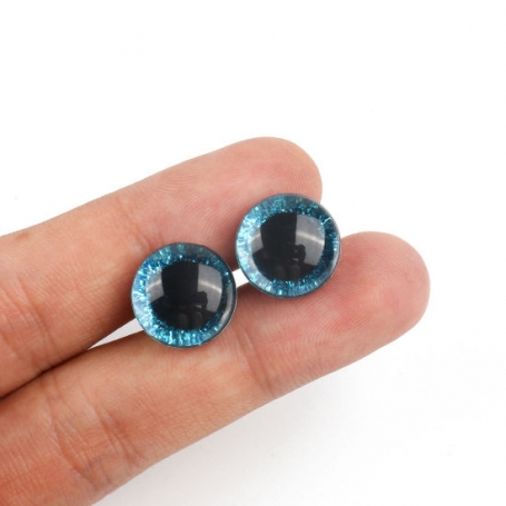 4 Yeux de sécurité 9 mm à paillettes bleus pour amigurumi (2 paires)