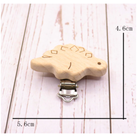 Attache tétine en bois - dinosaure