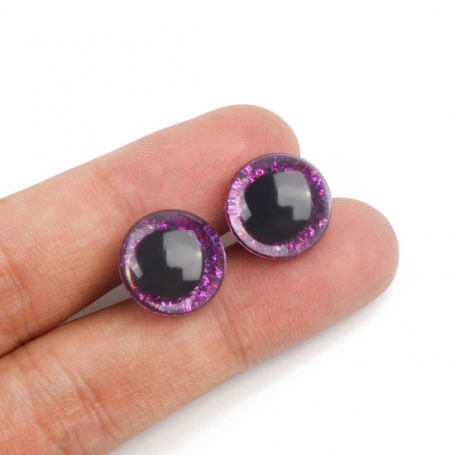 4 Yeux de sécurité 16 mm à paillettes violet pour amigurumi (2 paires)