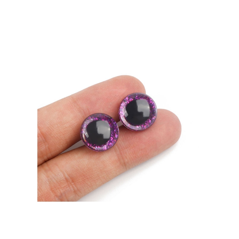 4 Yeux de sécurité 12 mm à paillettes violets...
