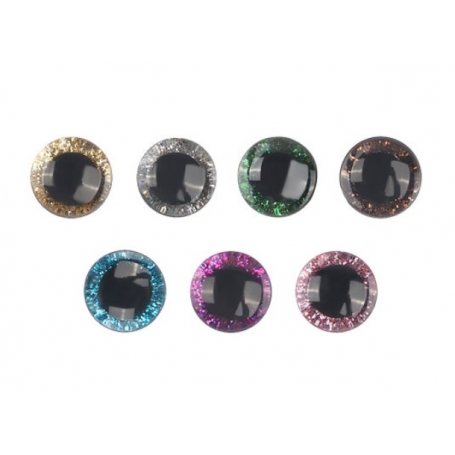 4 Yeux de sécurité 16 mm à paillettes argent pour amigurumi (2 paires)