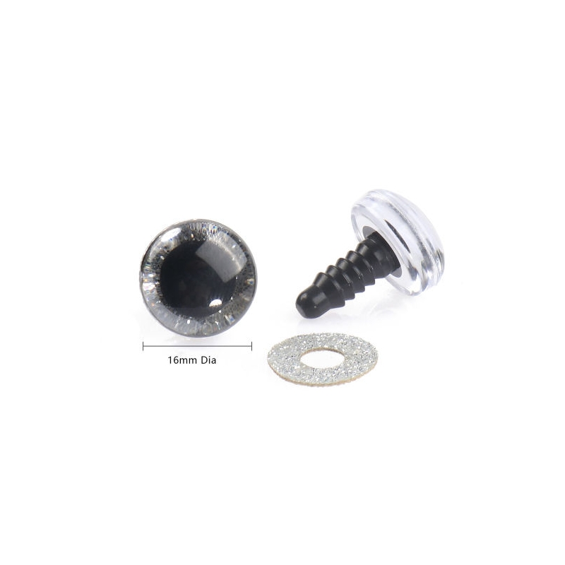 4 Yeux de sécurité 16 mm à paillettes argent...