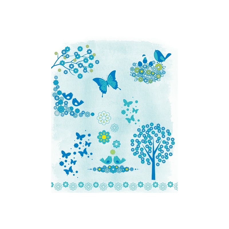 Tampons Clear "fleurs et oiseaux" Arttemio