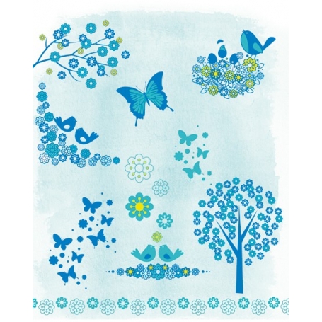 Tampons Clear "fleurs et oiseaux" Arttemio