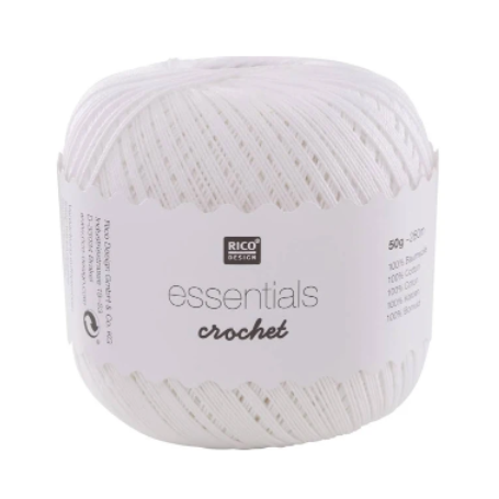 Coton mercerisé essentials crochet blanc 50g - Rico Design