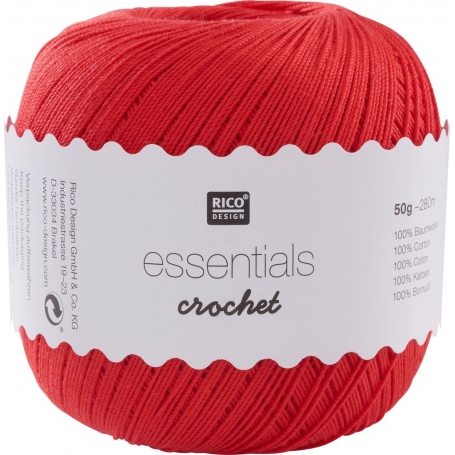 Coton mercerisé essentials crochet rouge 50g - Rico Design