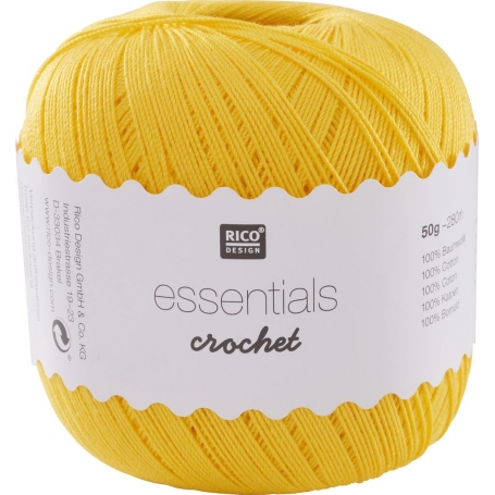 Coton mercerisé essentials crochet jaune 50g - Rico Design