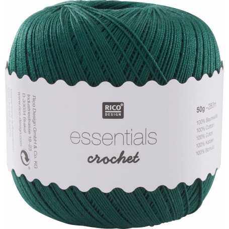 Coton mercerisé essentials crochet vert sapin 50g - Rico Design