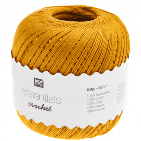 Coton mercerisé essentials crochet moutarde 50g - Rico Design