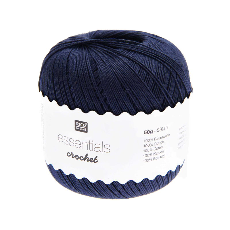 Coton mercerisé essentials crochet bleu nuit...