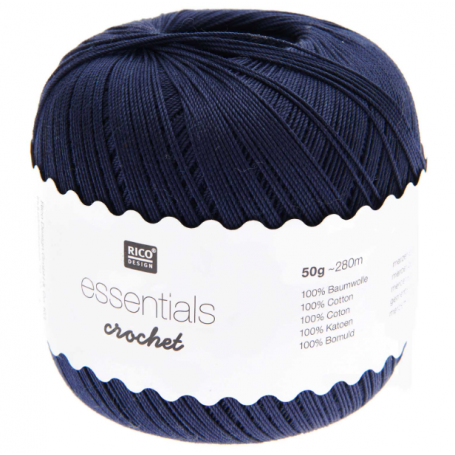 Coton mercerisé essentials crochet bleu nuit 50g - Rico Design