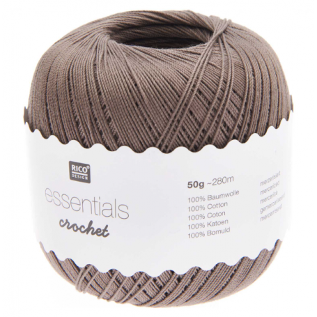 Coton mercerisé essentials crochet taupe 50g - Rico Design