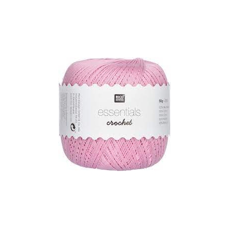 Coton mercerisé essentials crochet rose 50g - Rico Design