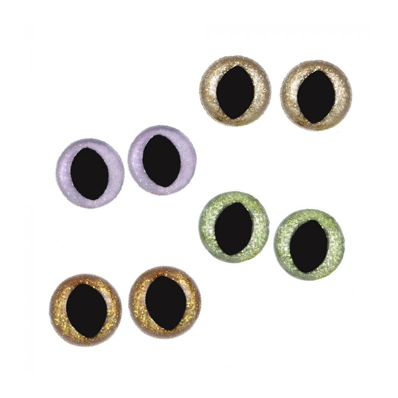4 Yeux de sécurité "chat" 12 mm à paillettes...