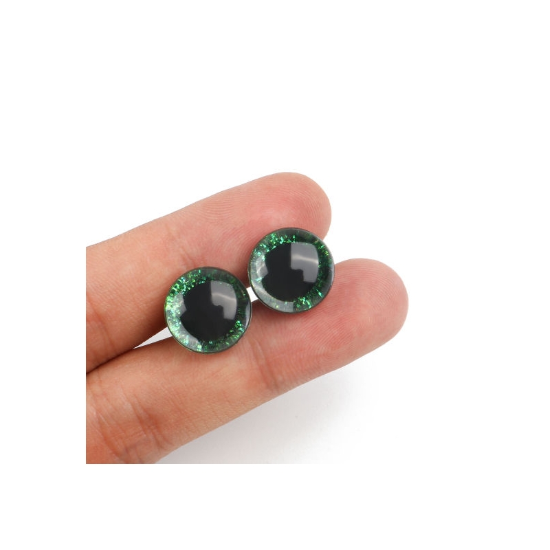 4 Yeux de sécurité 12 mm à paillettes vert pour...