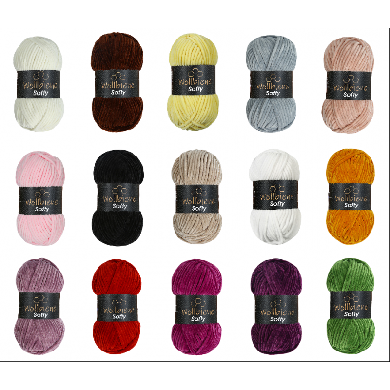 Fil chenille bleu foncé Softy Wollbiene