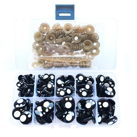 Assortiment de 100 Yeux de sécurité kawaii ronds pour amigurumi et doudous