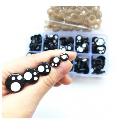 Assortiment de 100 Yeux de sécurité kawaii ronds pour amigurumi et doudous