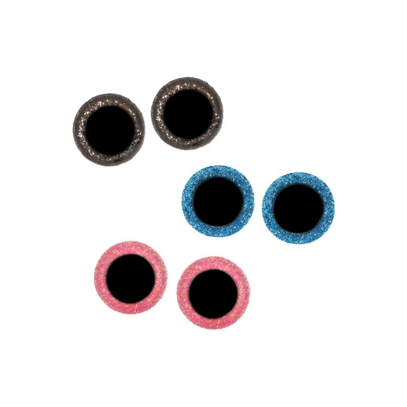 4 Yeux de sécurité 8 mm à paillettes roses pour...