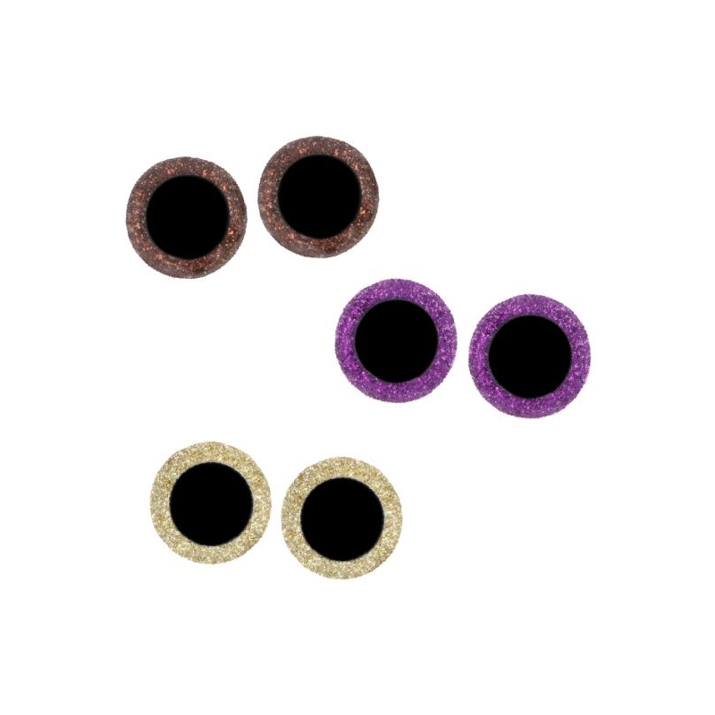 4 Yeux de sécurité 8 mm à paillettes roses pour...