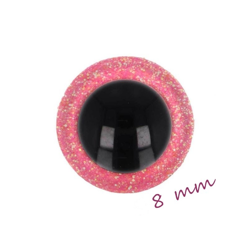 4 Yeux de sécurité 8 mm à paillettes roses pour...