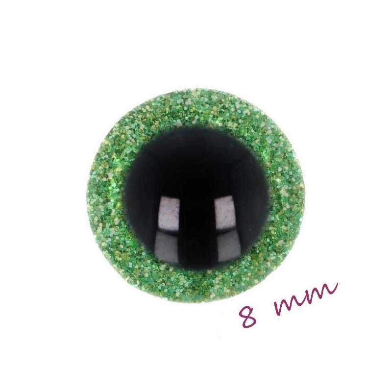 4 Yeux de sécurité 8 mm à paillettes verts pour...