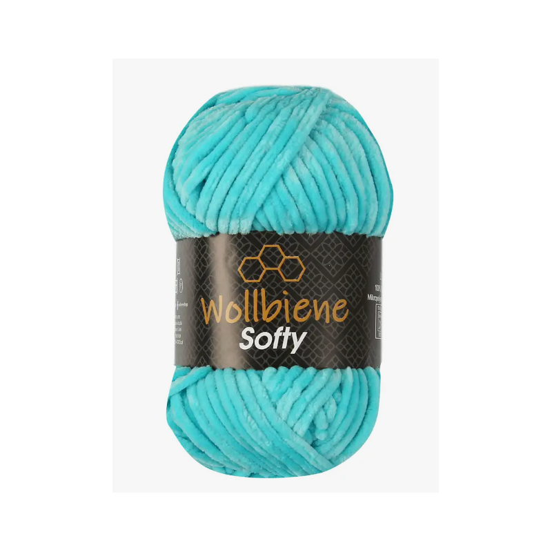Fil chenille Softy Wollbiene bleu azur