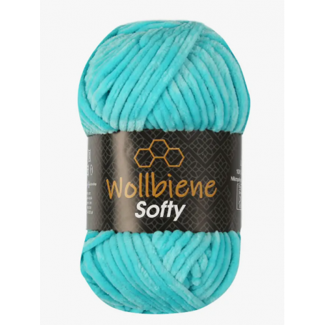 Fil chenille Softy Wollbiene bleu azur