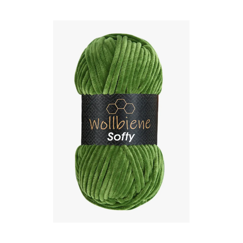 Fil chenille vert grenouille Softy Wollbiene