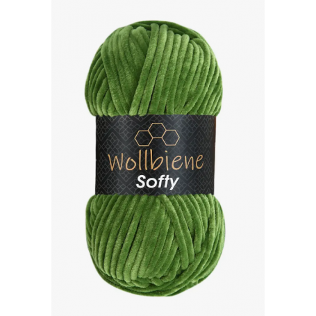Fil chenille vert grenouille Softy Wollbiene