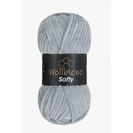Fil chenille gris argenté Softy Wollbiene