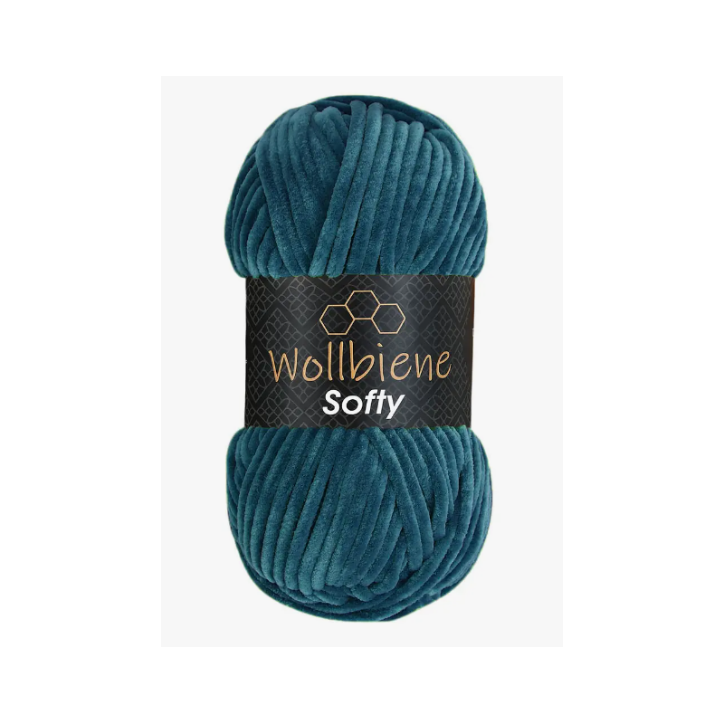 Fil chenille bleu pétrole Softy Wollbiene