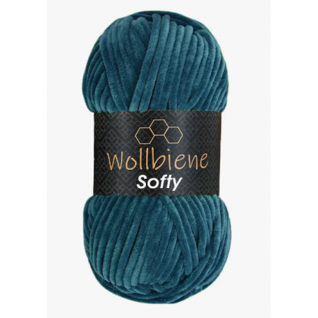 Fil chenille bleu pétrole Softy Wollbiene