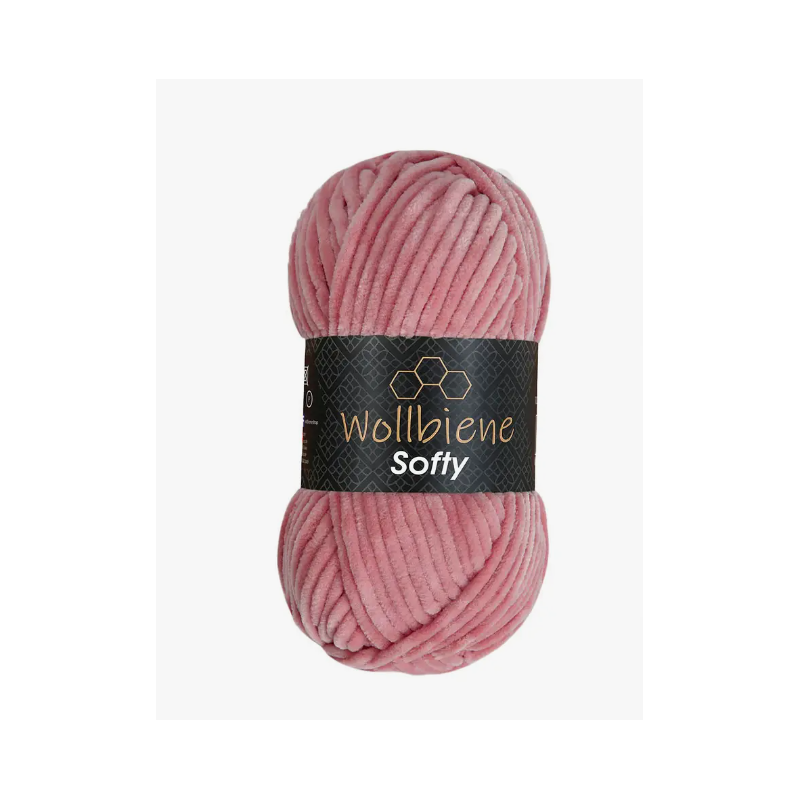 Fil chenille vieux rose Softy Wollbiene