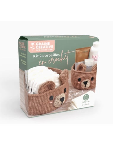 Kit 2 corbeilles au crochet ours - Graine Créative