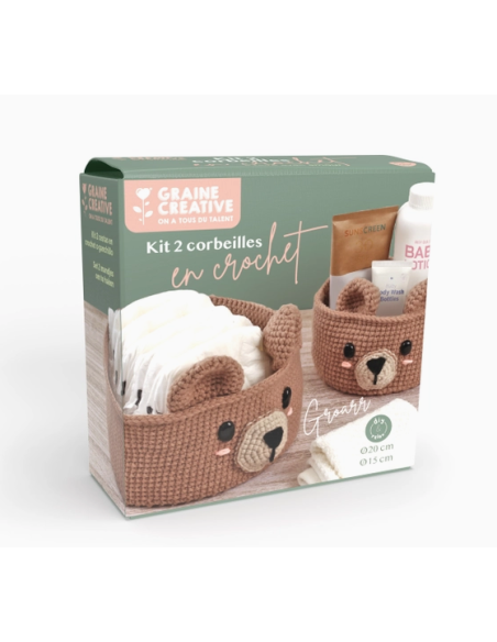 Kit 2 corbeilles au crochet ours - Graine Créative