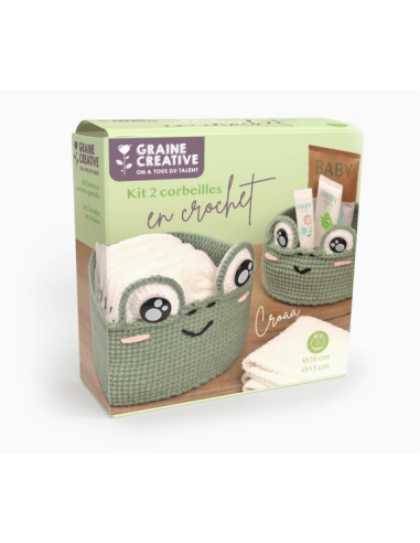 Kit 2 corbeilles au crochet grenouille - Graine...