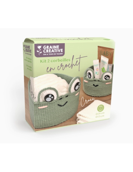 Kit 2 corbeilles au crochet grenouille - Graine Créative