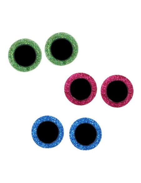 Assortiment 60 Yeux de sécurité 8 à 18 mm à paillettes pour amigurumi