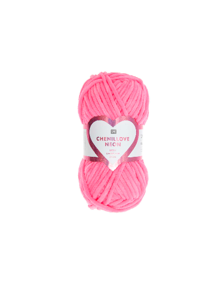 fil chenille rose fluo
